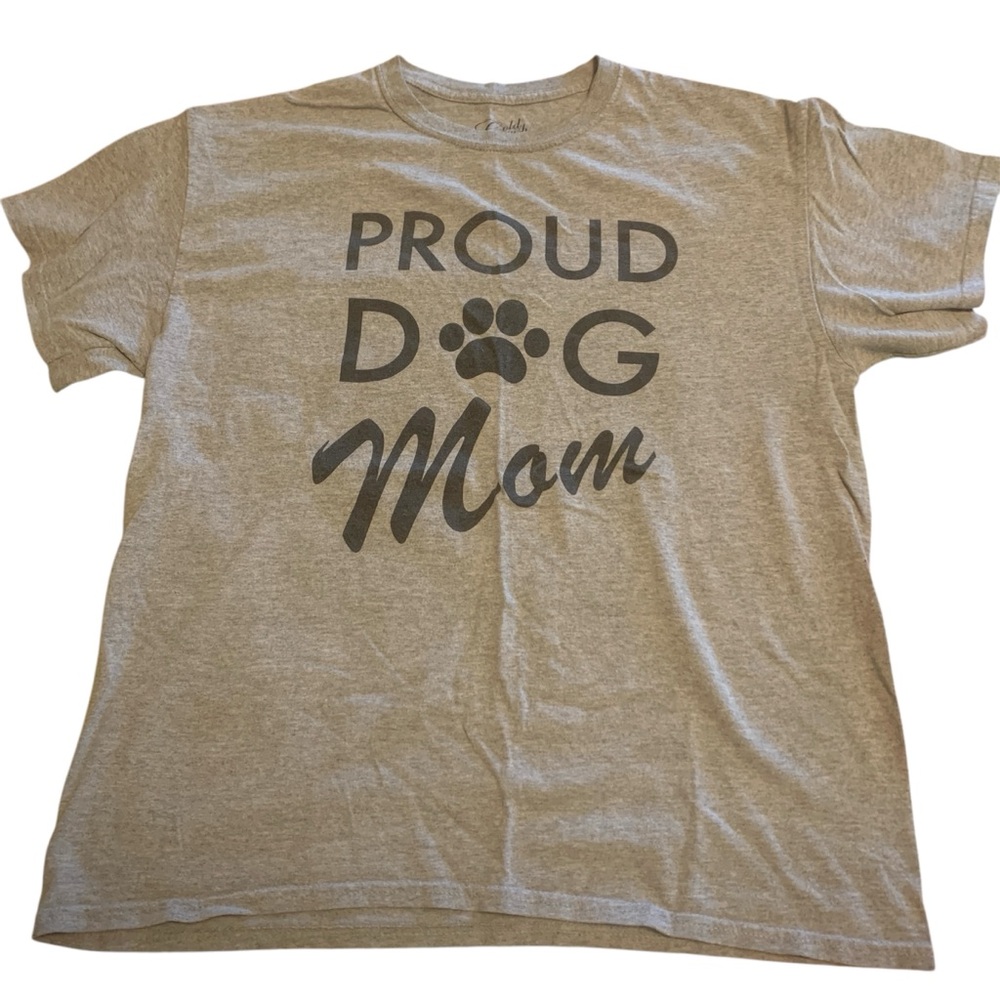 Proud Dog Mom T-Shirt - Gray Cold Crush Size L for Dog Lovers